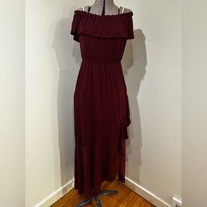 Express Burgundy Off-Shoulder Dress